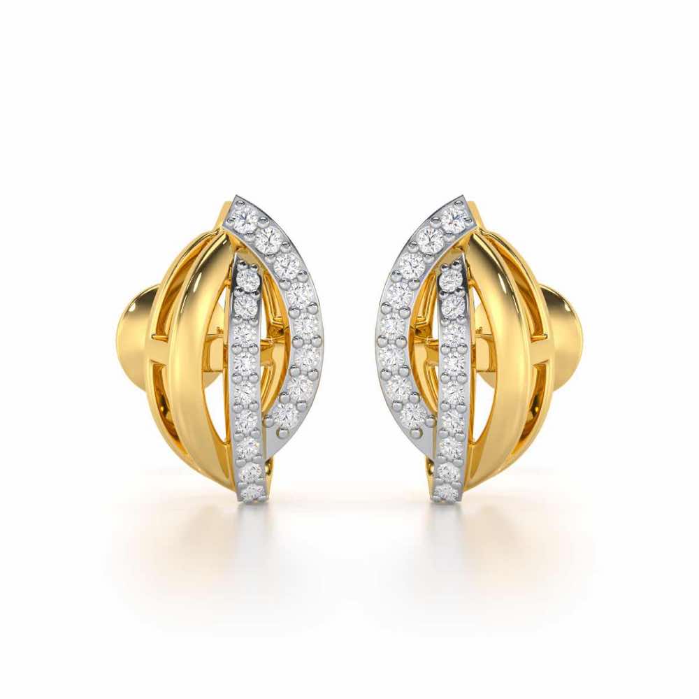 Dazzling Divinity Silver Stud Earrings - Yellow Gold - Image 1