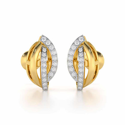 Dazzling Divinity Silver Stud Earrings - Yellow Gold - Image 1
