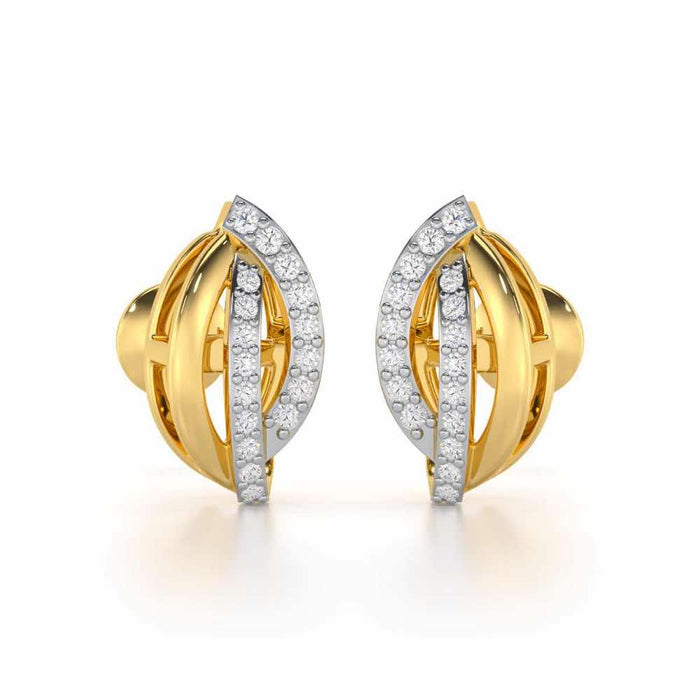 Dazzling Divinity Silver Stud Earrings - Yellow Gold - Image 1