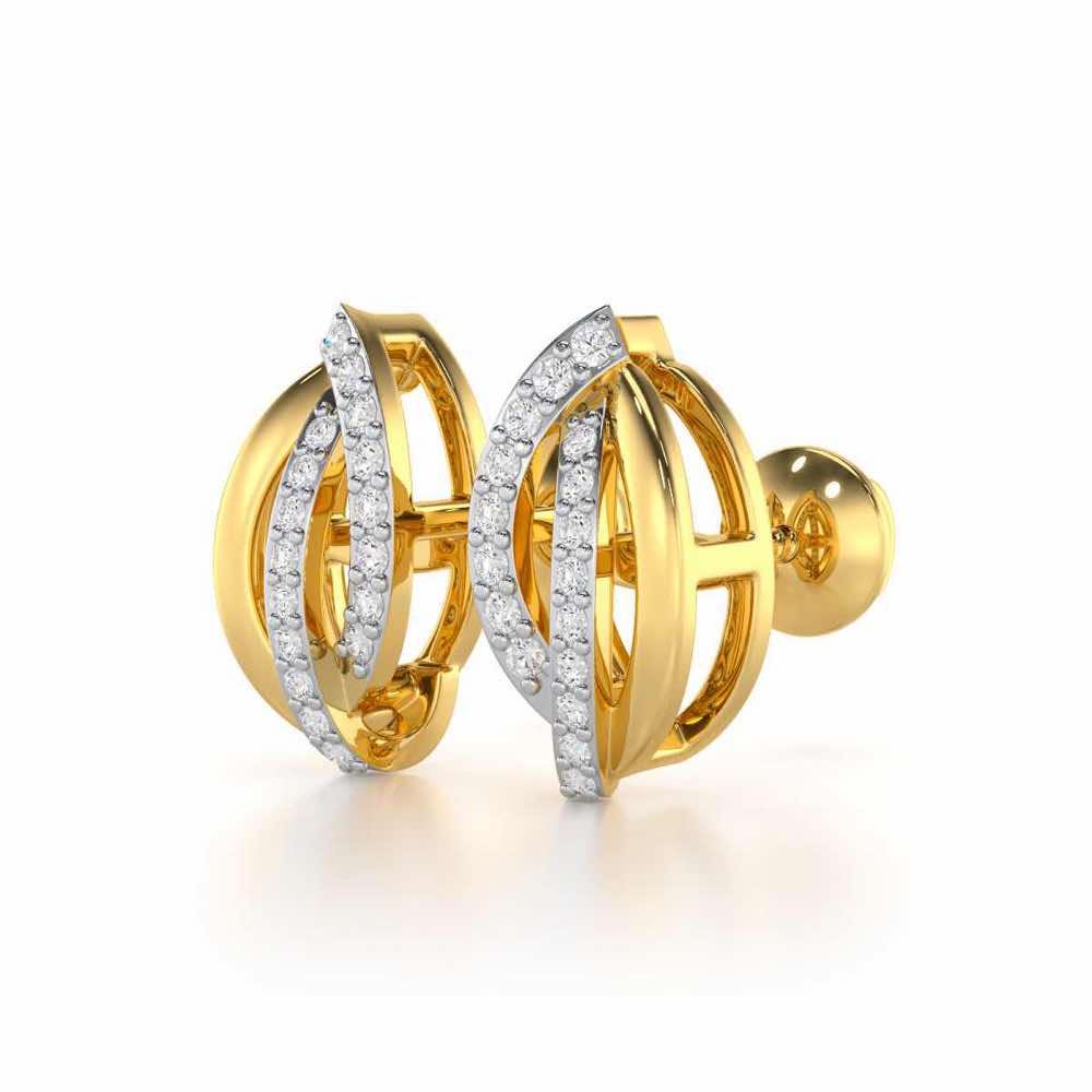 Dazzling Divinity Silver Stud Earrings - Yellow Gold - Image 3