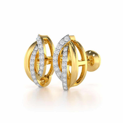 Dazzling Divinity Silver Stud Earrings - Yellow Gold - Image 3