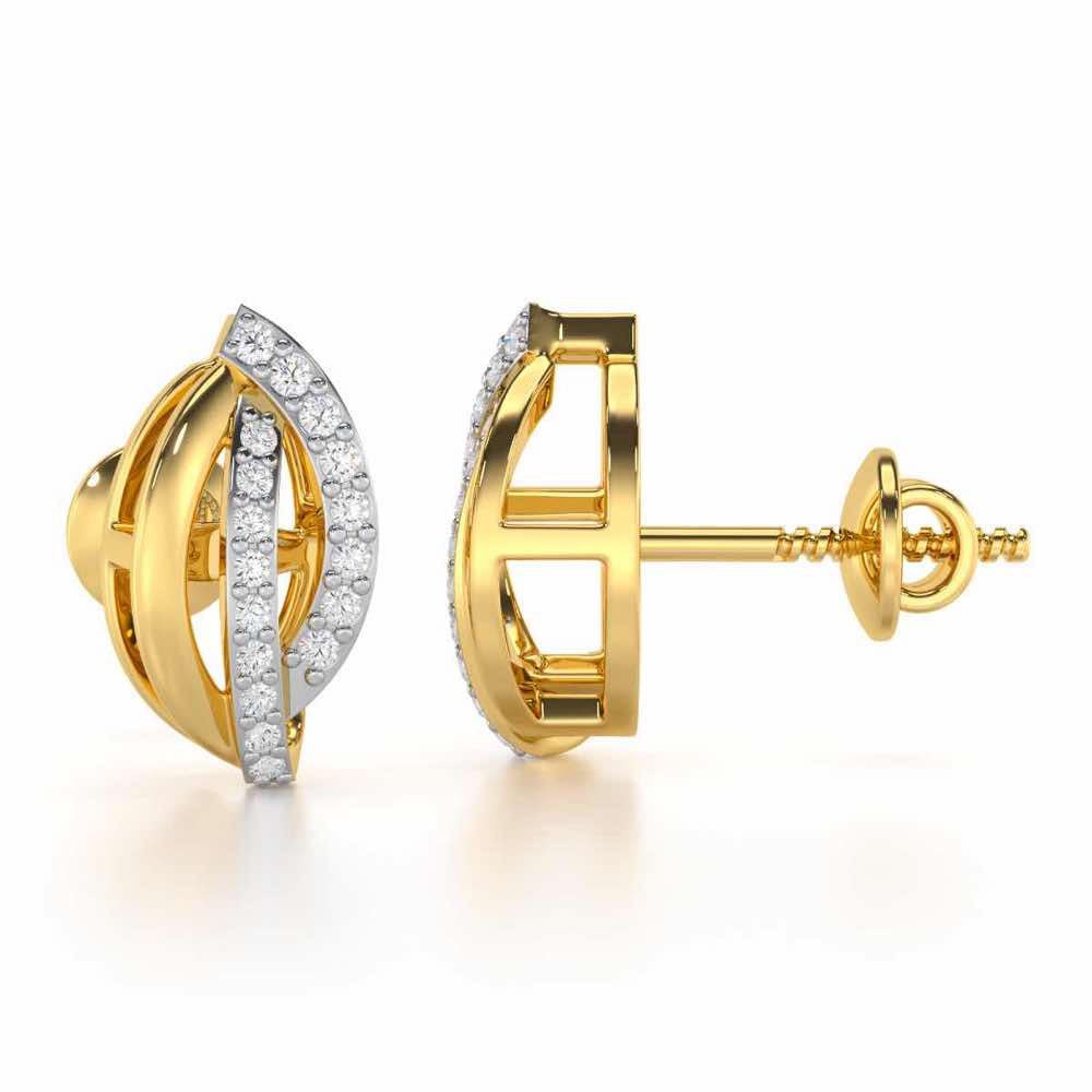 Dazzling Divinity Silver Stud Earrings - Yellow Gold - Image 4