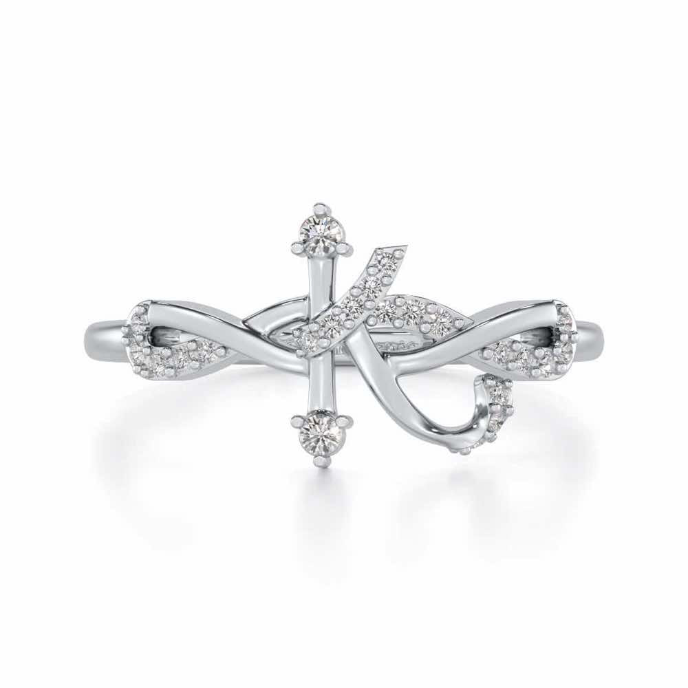 Dazzling K Silver Ring - White Gold - Image 4
