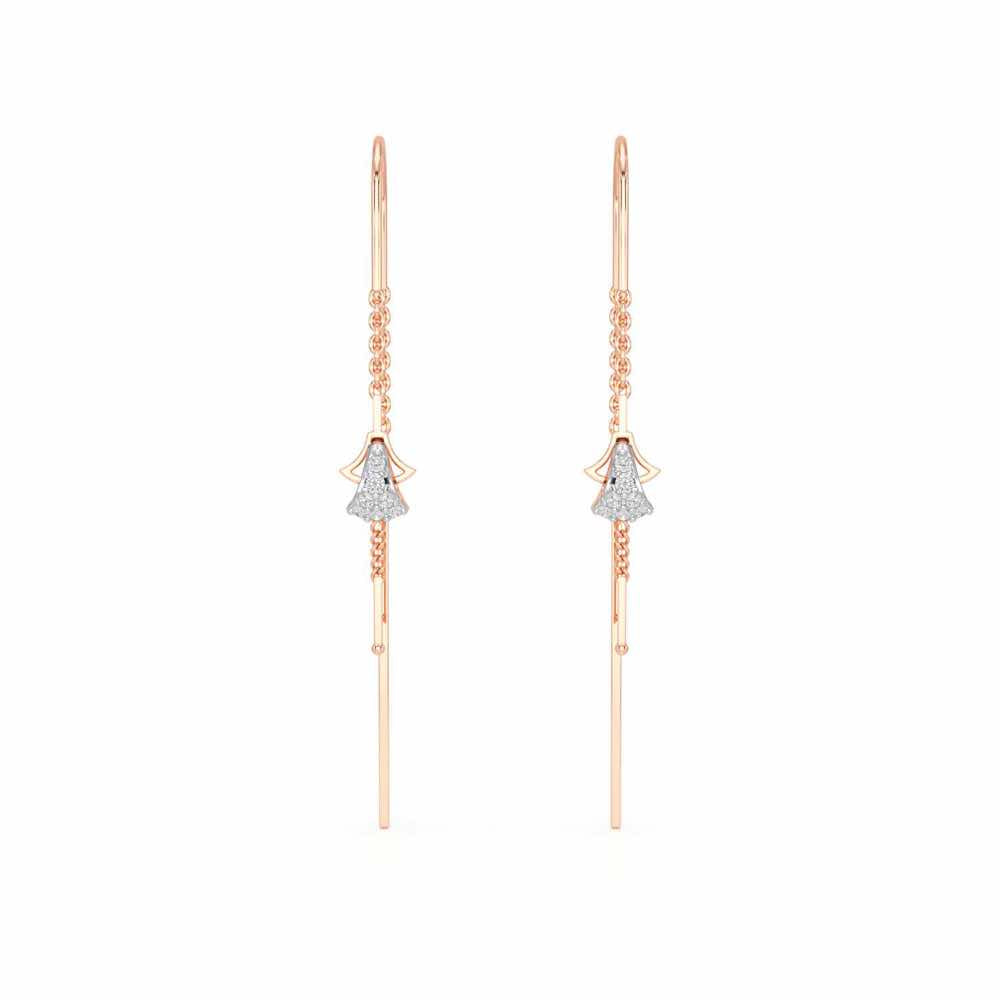 Dazzly Silver Dangler Earrings - Rose Gold - Image 1