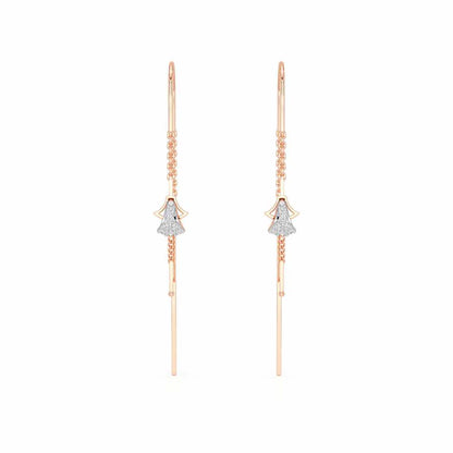 Dazzly Silver Dangler Earrings - Rose Gold - Image 1