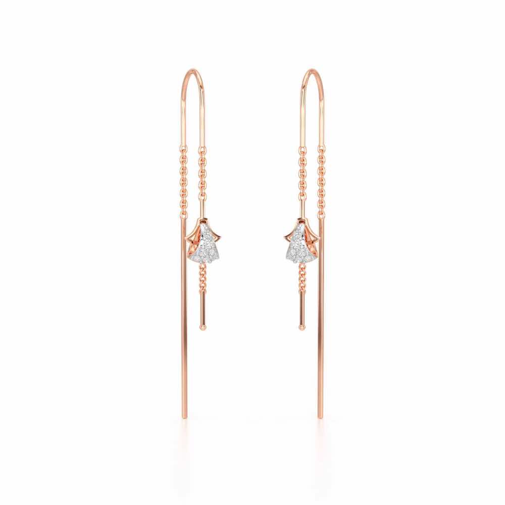 Dazzly Silver Dangler Earrings - Rose Gold - Image 2