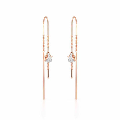 Dazzly Silver Dangler Earrings - Rose Gold - Image 2