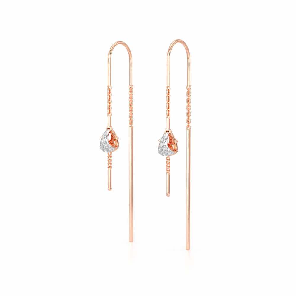 Dazzly Silver Dangler Earrings - Rose Gold - Image 3