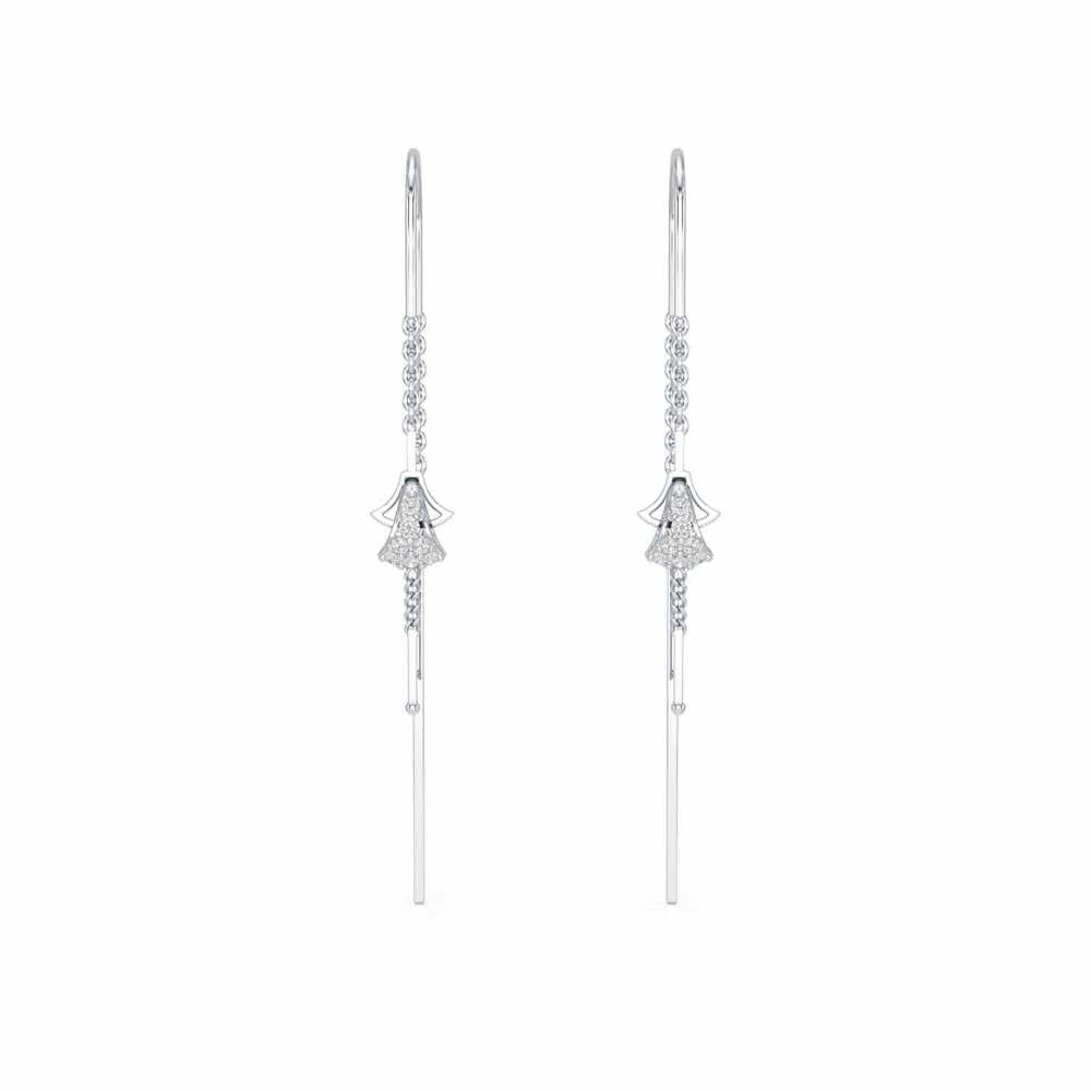 Dazzly Silver Dangler Earrings - White Gold - Image 1