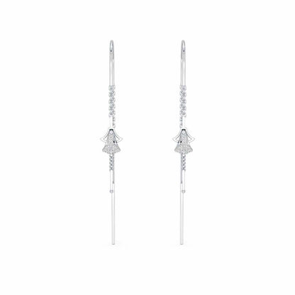 Dazzly Silver Dangler Earrings - White Gold - Image 1
