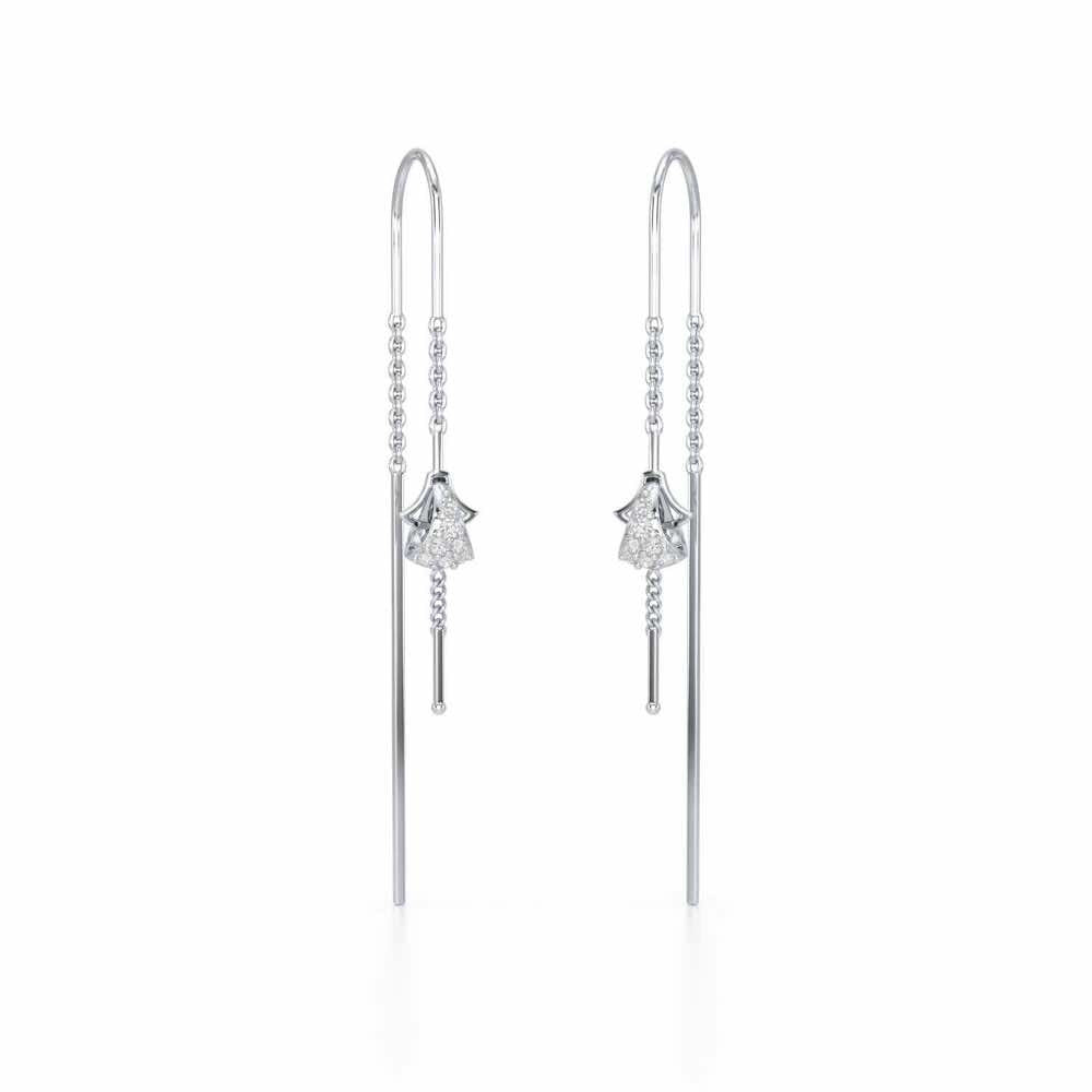 Dazzly Silver Dangler Earrings - White Gold - Image 2