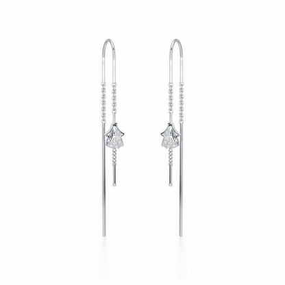 Dazzly Silver Dangler Earrings - White Gold - Image 2