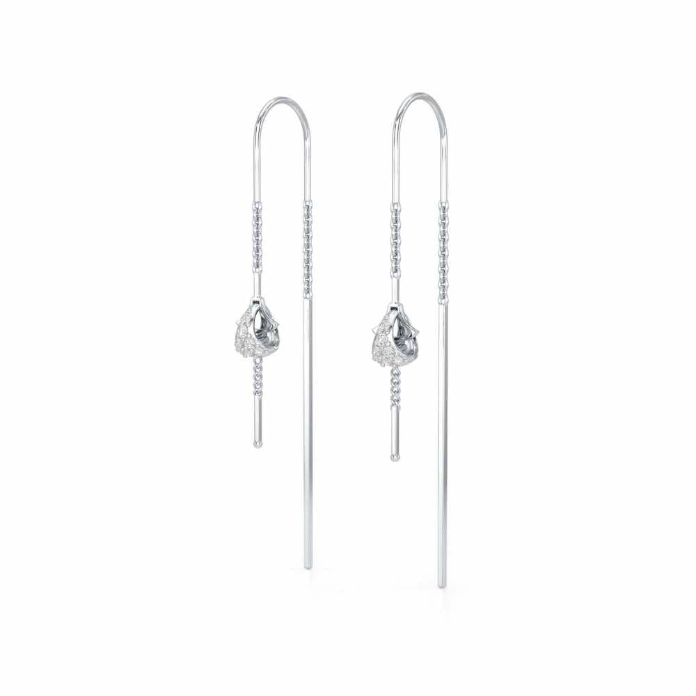 Dazzly Silver Dangler Earrings - White Gold - Image 3