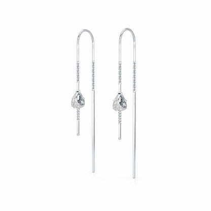 Dazzly Silver Dangler Earrings - White Gold - Image 3