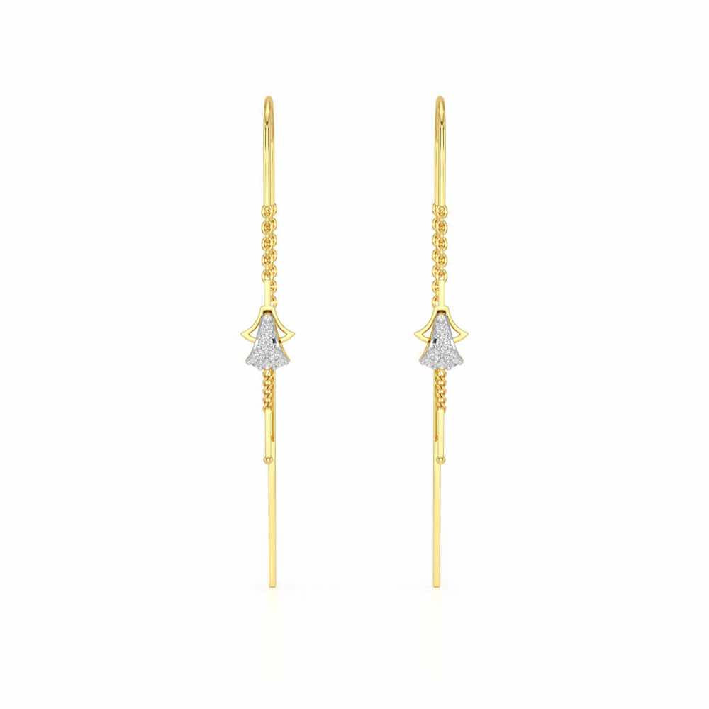 Dazzly Silver Dangler Earrings - Yellow Gold - Image 1