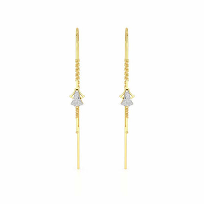 Dazzly Silver Dangler Earrings - Yellow Gold - Image 1