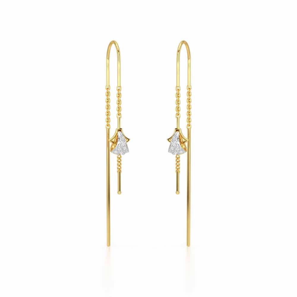 Dazzly Silver Dangler Earrings - Yellow Gold - Image 2