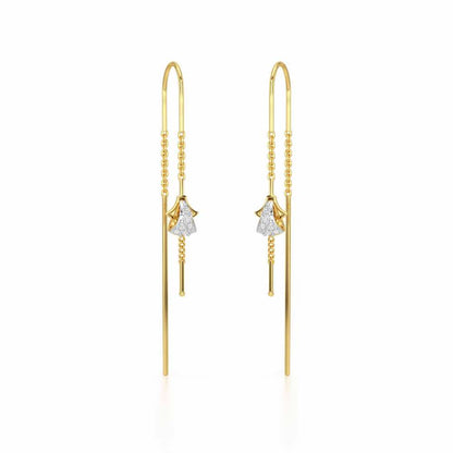 Dazzly Silver Dangler Earrings - Yellow Gold - Image 2