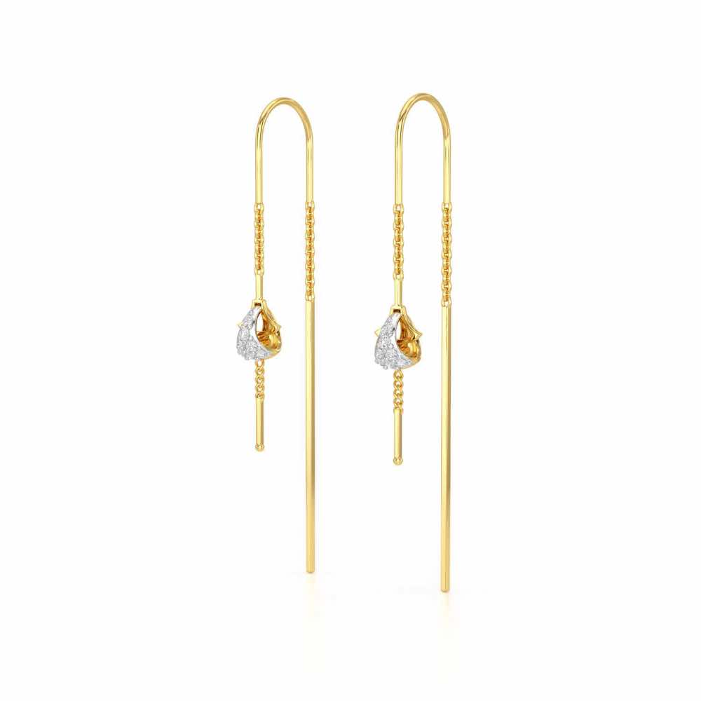 Dazzly Silver Dangler Earrings - Yellow Gold - Image 3