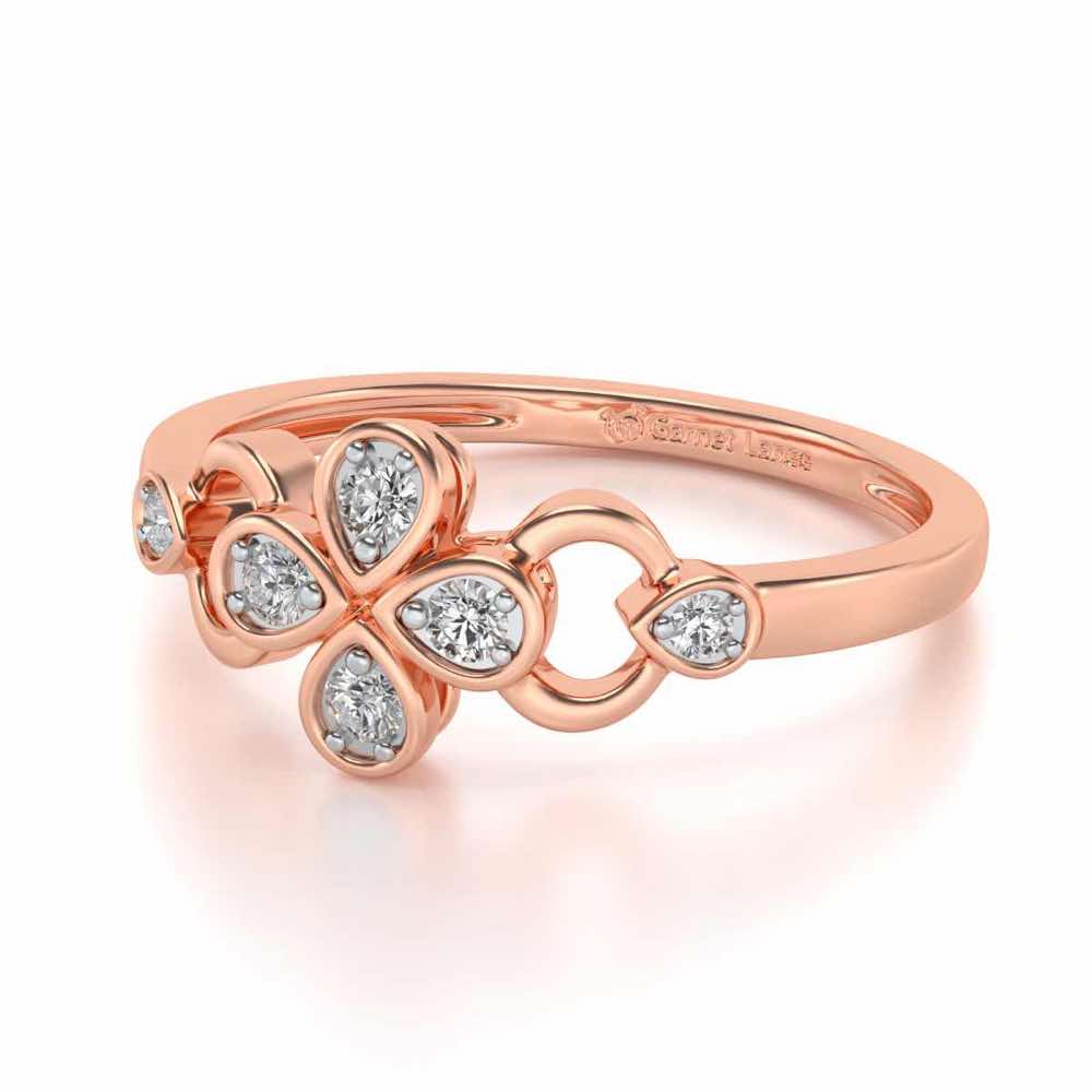 Decent Flower Silver Ring - Rose Gold - Image 2