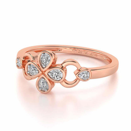 Decent Flower Silver Ring - Rose Gold - Image 2