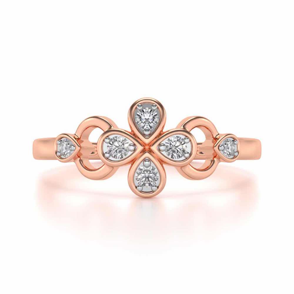 Decent Flower Silver Ring - Rose Gold - Image 4