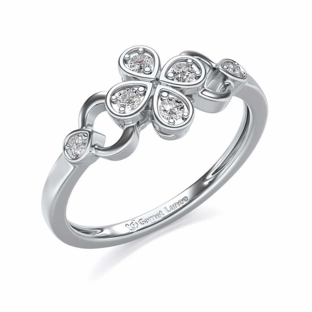 Decent Flower Silver Ring - White Gold - Image 1