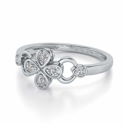 Decent Flower Silver Ring - White Gold - Image 2