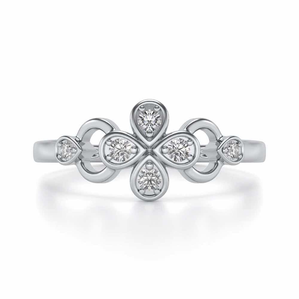 Decent Flower Silver Ring - White Gold - Image 4