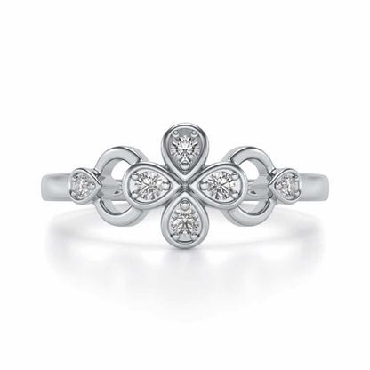 Decent Flower Silver Ring - White Gold - Image 4