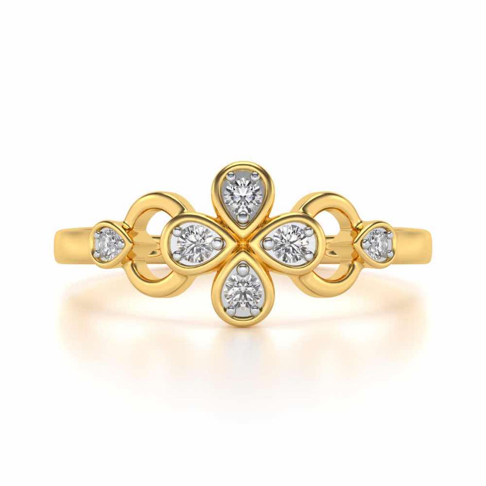 Decent Flower Silver Ring - Yellow Gold - Image 4