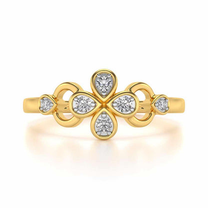 Decent Flower Silver Ring - Yellow Gold - Image 4