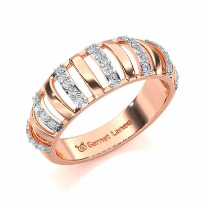 Decibel Shine Silver Band Ring - Rose Gold - Image 1