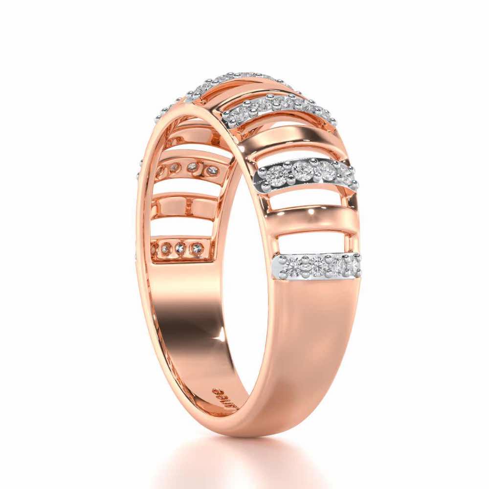 Decibel Shine Silver Band Ring - Rose Gold - Image 3