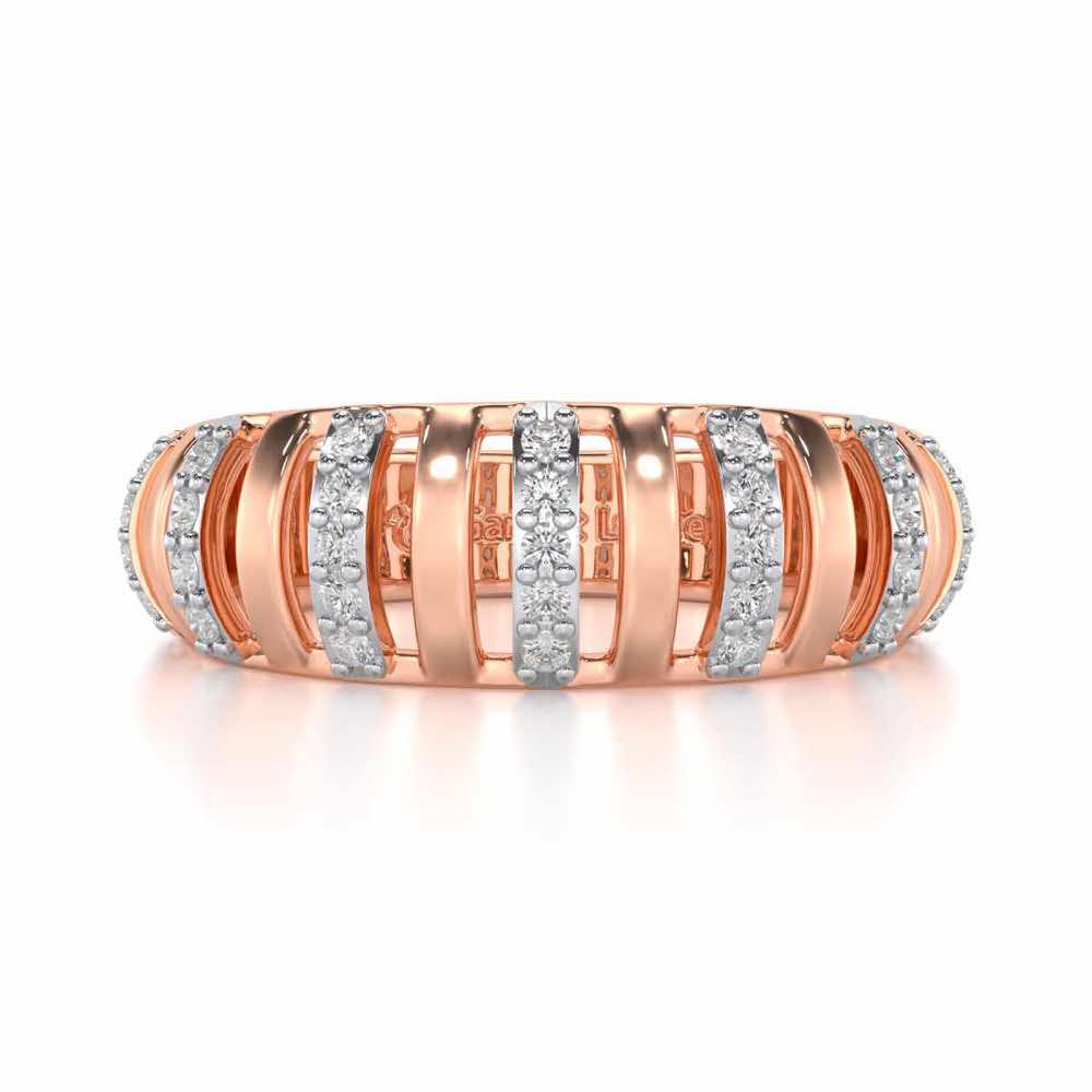 Decibel Shine Silver Band Ring - Rose Gold - Image 4