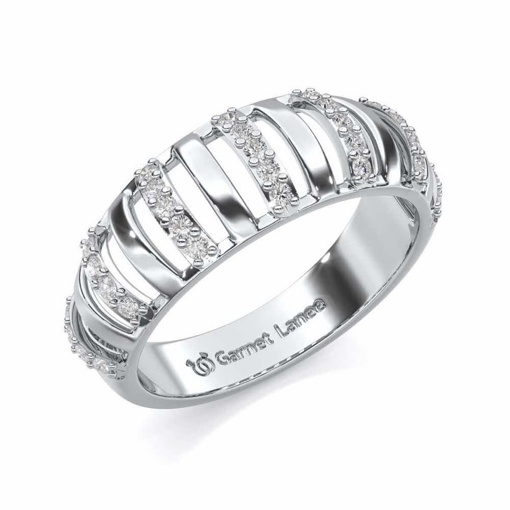 Decibel Shine Silver Band Ring - White Gold - Image 1