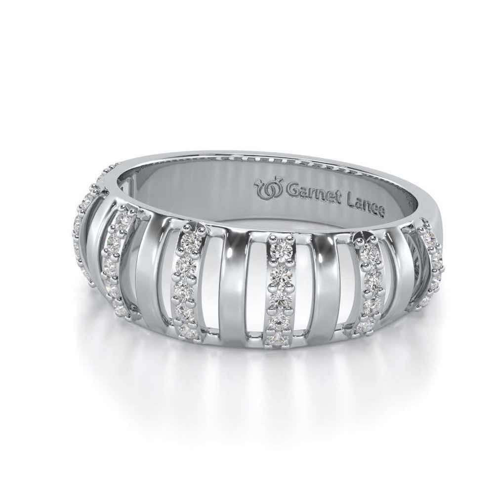 Decibel Shine Silver Band Ring - White Gold - Image 2