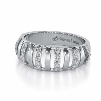 Decibel Shine Silver Band Ring - White Gold - Image 2