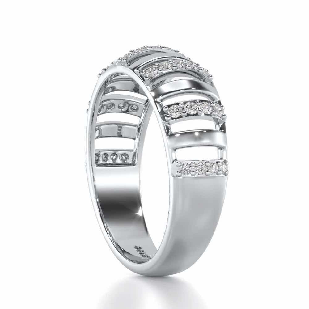 Decibel Shine Silver Band Ring - White Gold - Image 3