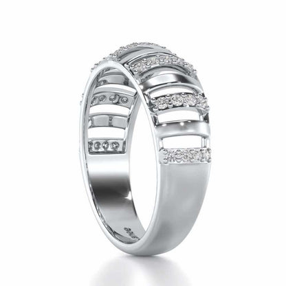 Decibel Shine Silver Band Ring - White Gold - Image 3