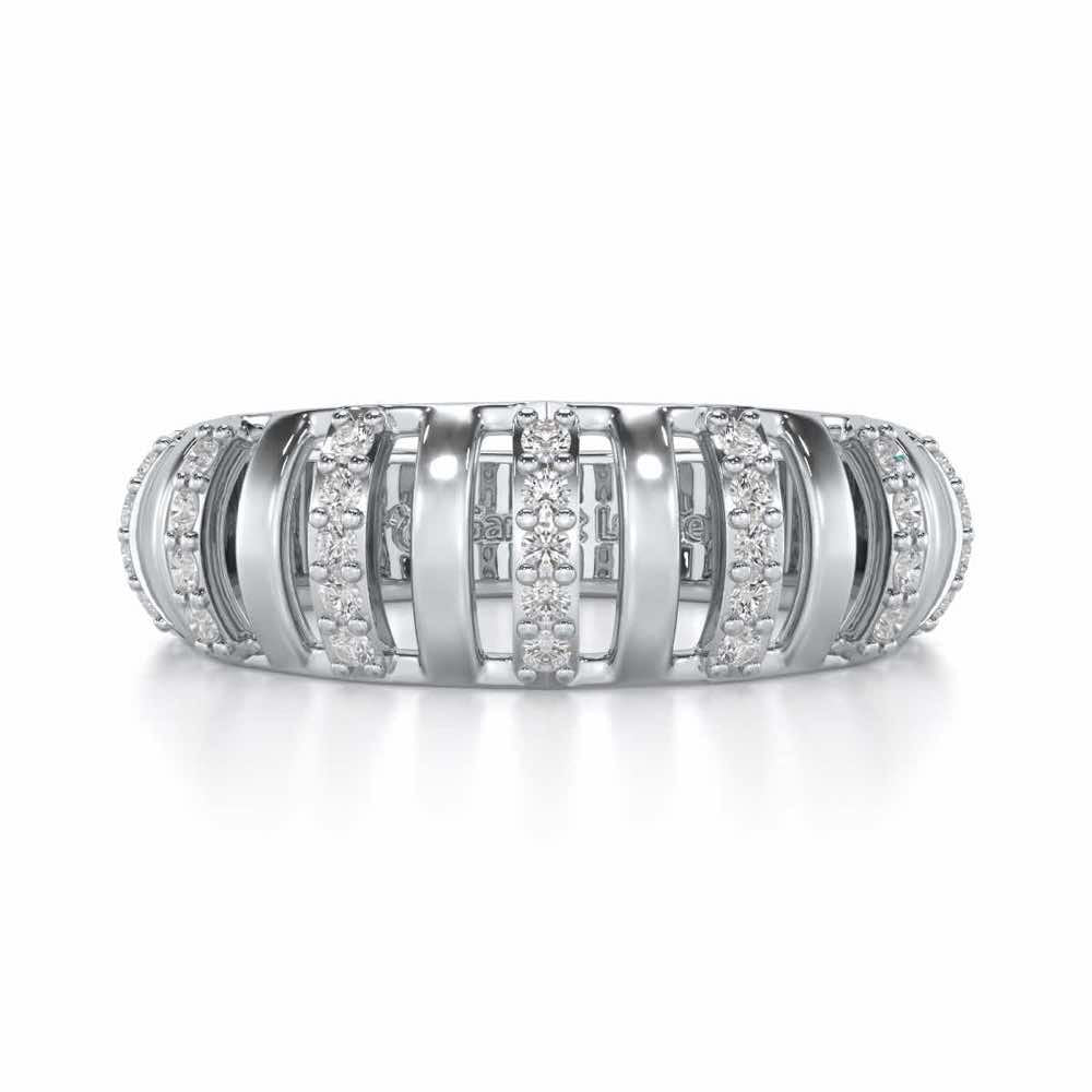 Decibel Shine Silver Band Ring - White Gold - Image 4