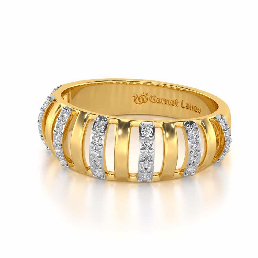 Decibel Shine Silver Band Ring - Yellow Gold - Image 2