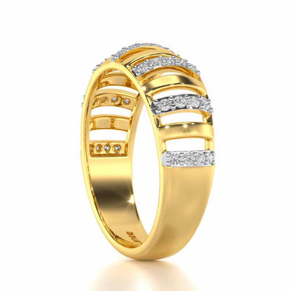 Decibel Shine Silver Band Ring - Yellow Gold - Image 3