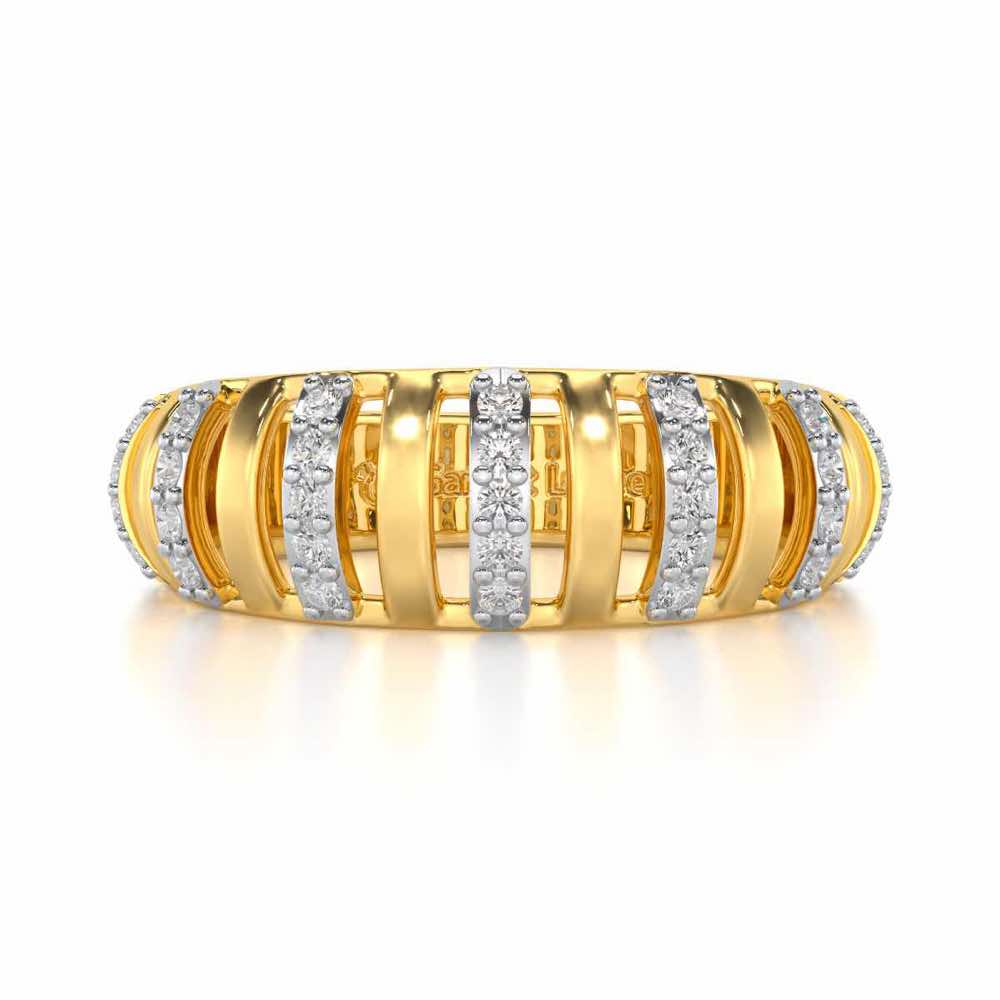 Decibel Shine Silver Band Ring - Yellow Gold - Image 4