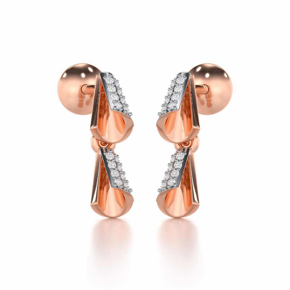 Delicate Diadem Silver Earrings - Rose Gold - Image 2