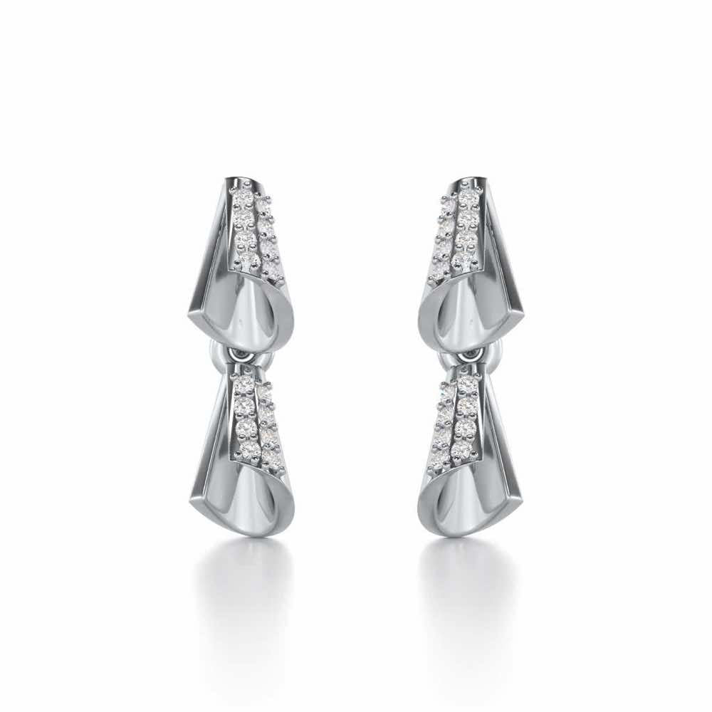 Delicate Diadem Silver Earrings - White Gold - Image 1