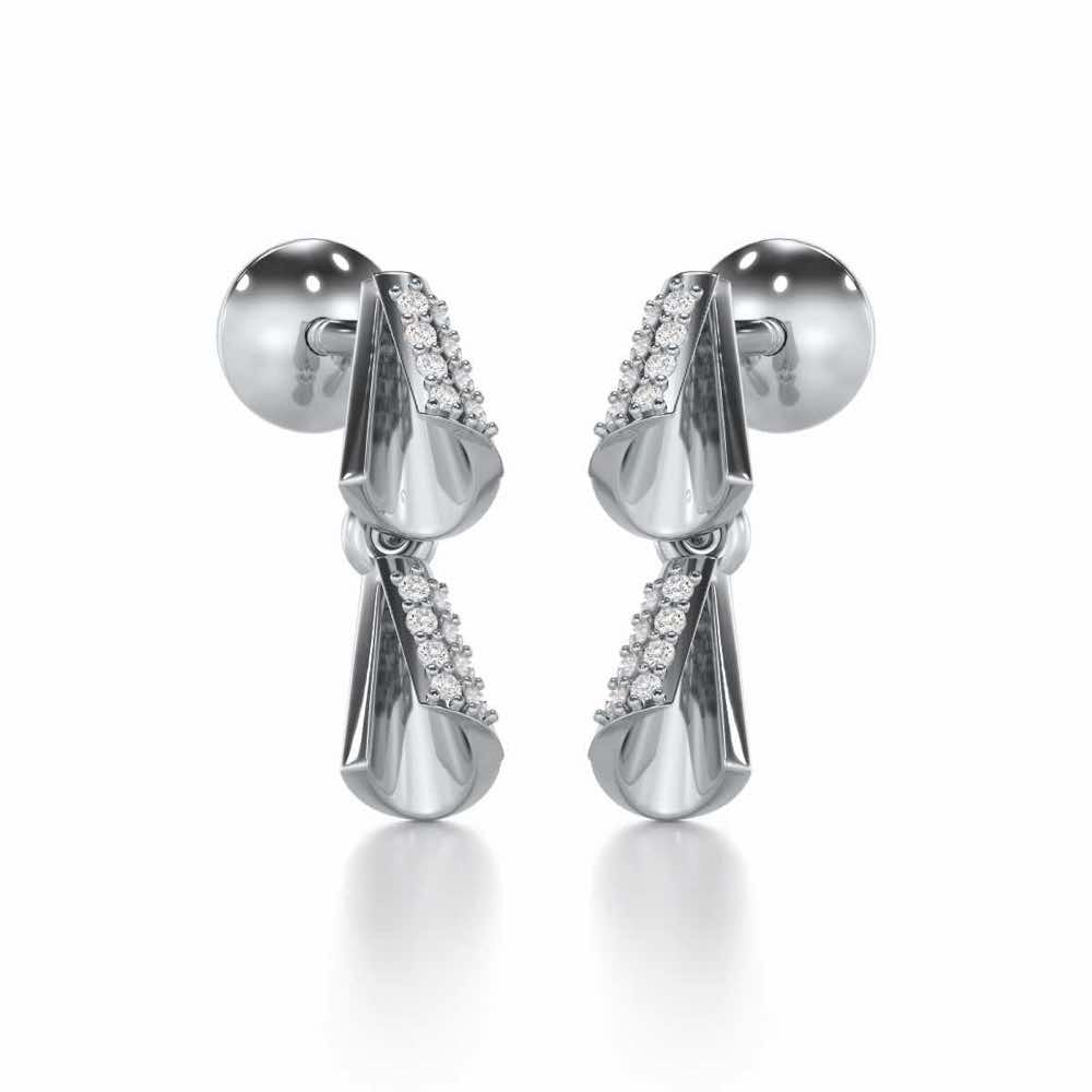 Delicate Diadem Silver Earrings - White Gold - Image 2