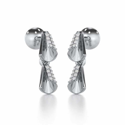 Delicate Diadem Silver Earrings - White Gold - Image 2