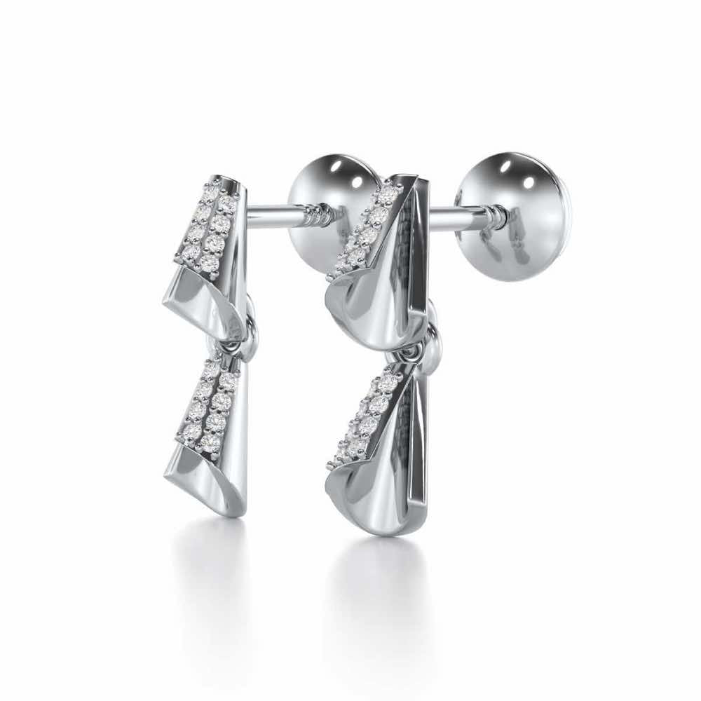 Delicate Diadem Silver Earrings - White Gold - Image 3