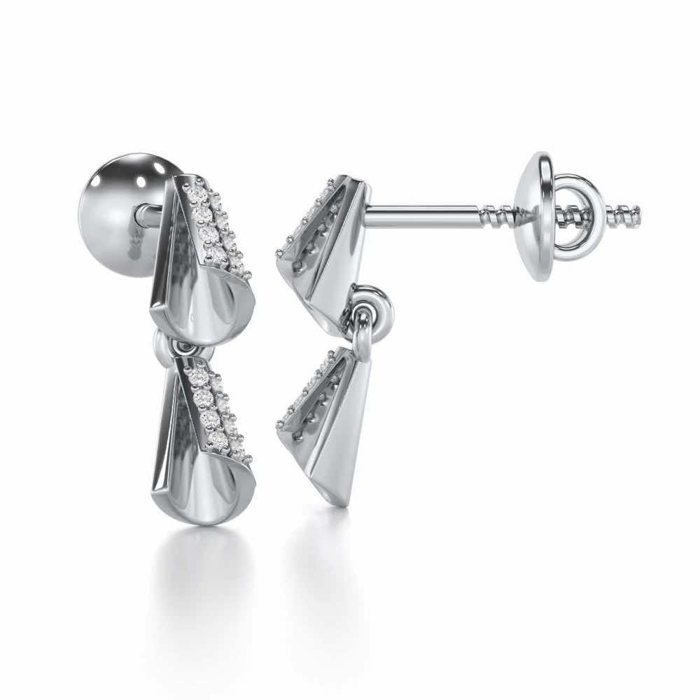 Delicate Diadem Silver Earrings - White Gold - Image 4